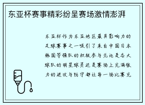 东亚杯赛事精彩纷呈赛场激情澎湃